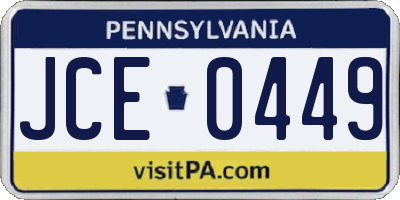 PA license plate JCE0449