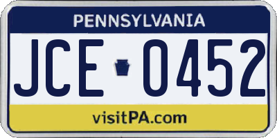PA license plate JCE0452