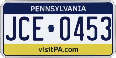 PA license plate JCE0453