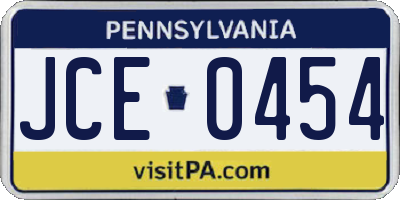 PA license plate JCE0454