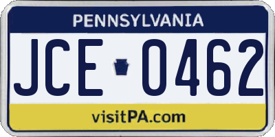 PA license plate JCE0462