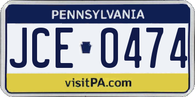 PA license plate JCE0474