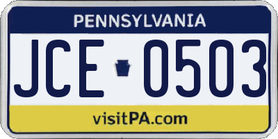 PA license plate JCE0503