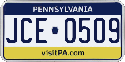 PA license plate JCE0509