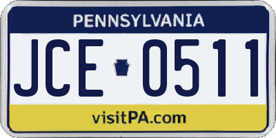 PA license plate JCE0511