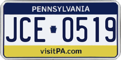 PA license plate JCE0519
