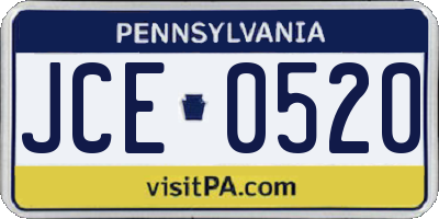 PA license plate JCE0520