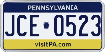 PA license plate JCE0523