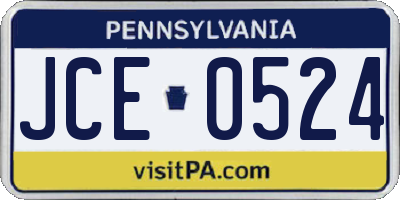 PA license plate JCE0524