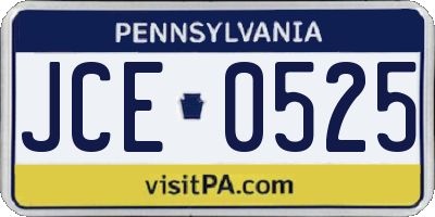 PA license plate JCE0525