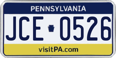 PA license plate JCE0526
