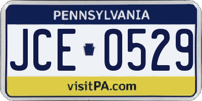 PA license plate JCE0529