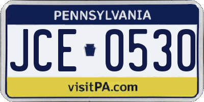 PA license plate JCE0530