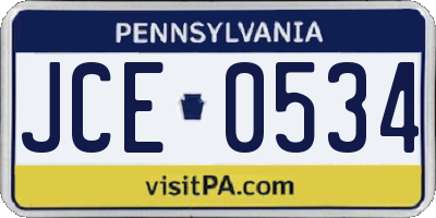 PA license plate JCE0534