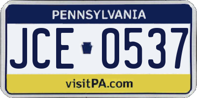 PA license plate JCE0537
