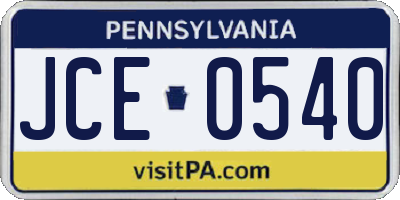 PA license plate JCE0540