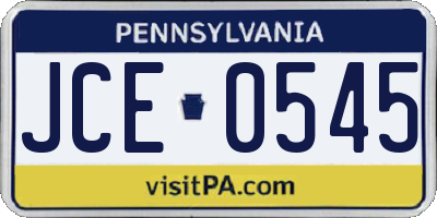 PA license plate JCE0545