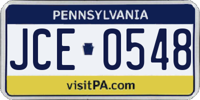 PA license plate JCE0548
