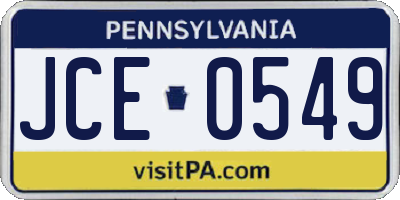 PA license plate JCE0549