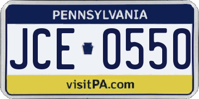 PA license plate JCE0550
