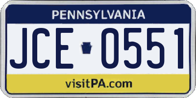 PA license plate JCE0551