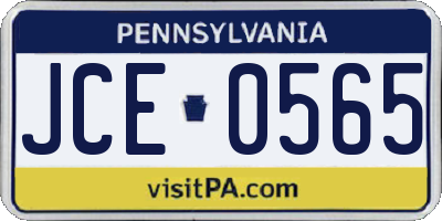 PA license plate JCE0565