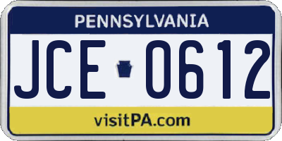 PA license plate JCE0612