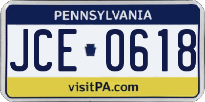 PA license plate JCE0618