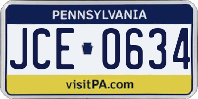 PA license plate JCE0634