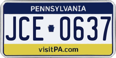 PA license plate JCE0637