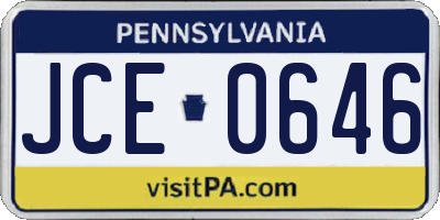 PA license plate JCE0646
