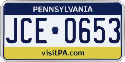 PA license plate JCE0653