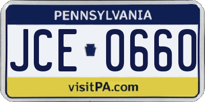 PA license plate JCE0660