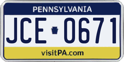 PA license plate JCE0671