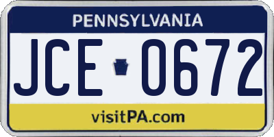 PA license plate JCE0672