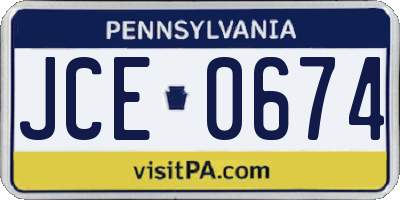 PA license plate JCE0674