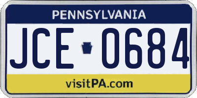 PA license plate JCE0684