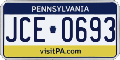 PA license plate JCE0693