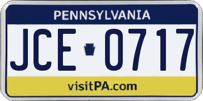 PA license plate JCE0717