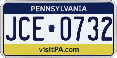 PA license plate JCE0732