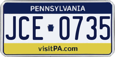 PA license plate JCE0735
