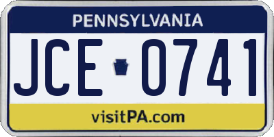 PA license plate JCE0741