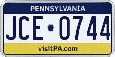 PA license plate JCE0744