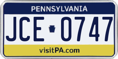 PA license plate JCE0747