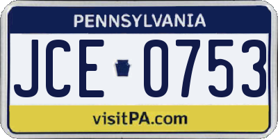PA license plate JCE0753