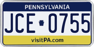 PA license plate JCE0755