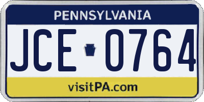 PA license plate JCE0764