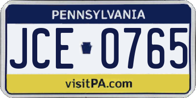 PA license plate JCE0765
