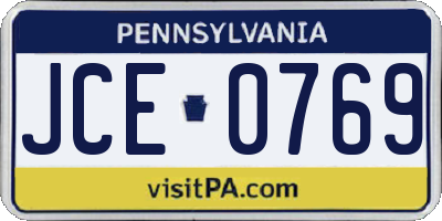 PA license plate JCE0769