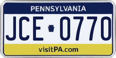 PA license plate JCE0770